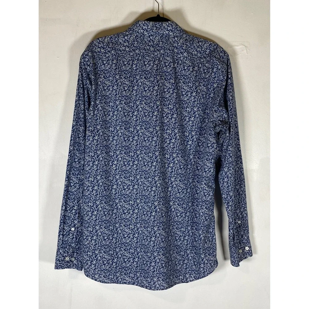 Banana Republic Slim Fit Non Iron Floral Button Up Shirt Blue White Large